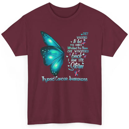 The Storm Teal Butterfly Warrior Thyroid Cancer Awareness Classic Unisex T-Shirt