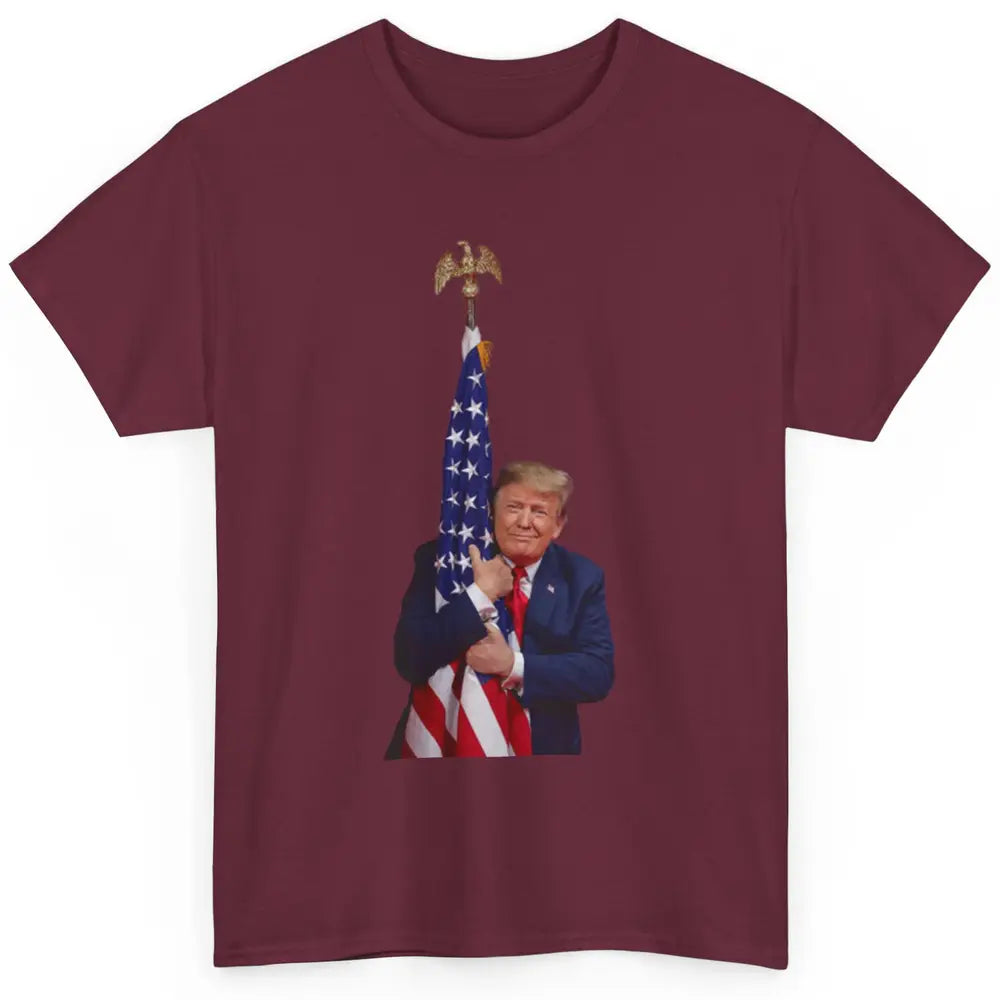 Donald Trump Hugging American Flag Vote Election Republic Classic Unisex T-Shirt