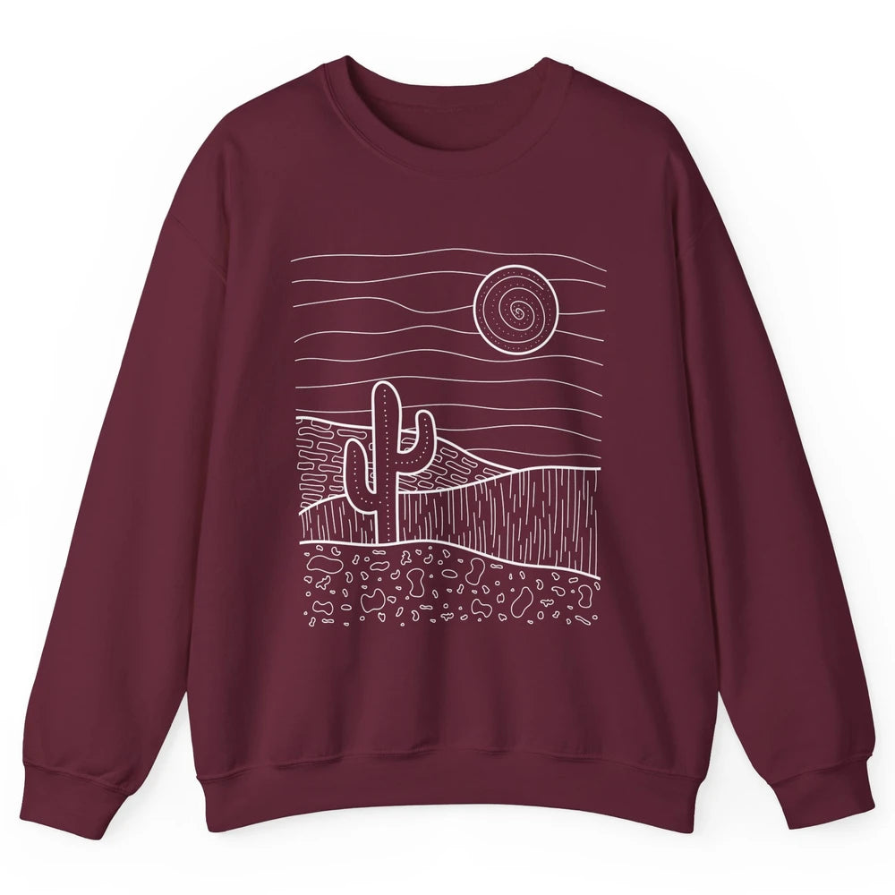 Abstract Desert Cactus Sunset Western Country Minimalist Unisex Crewneck Sweatshirt