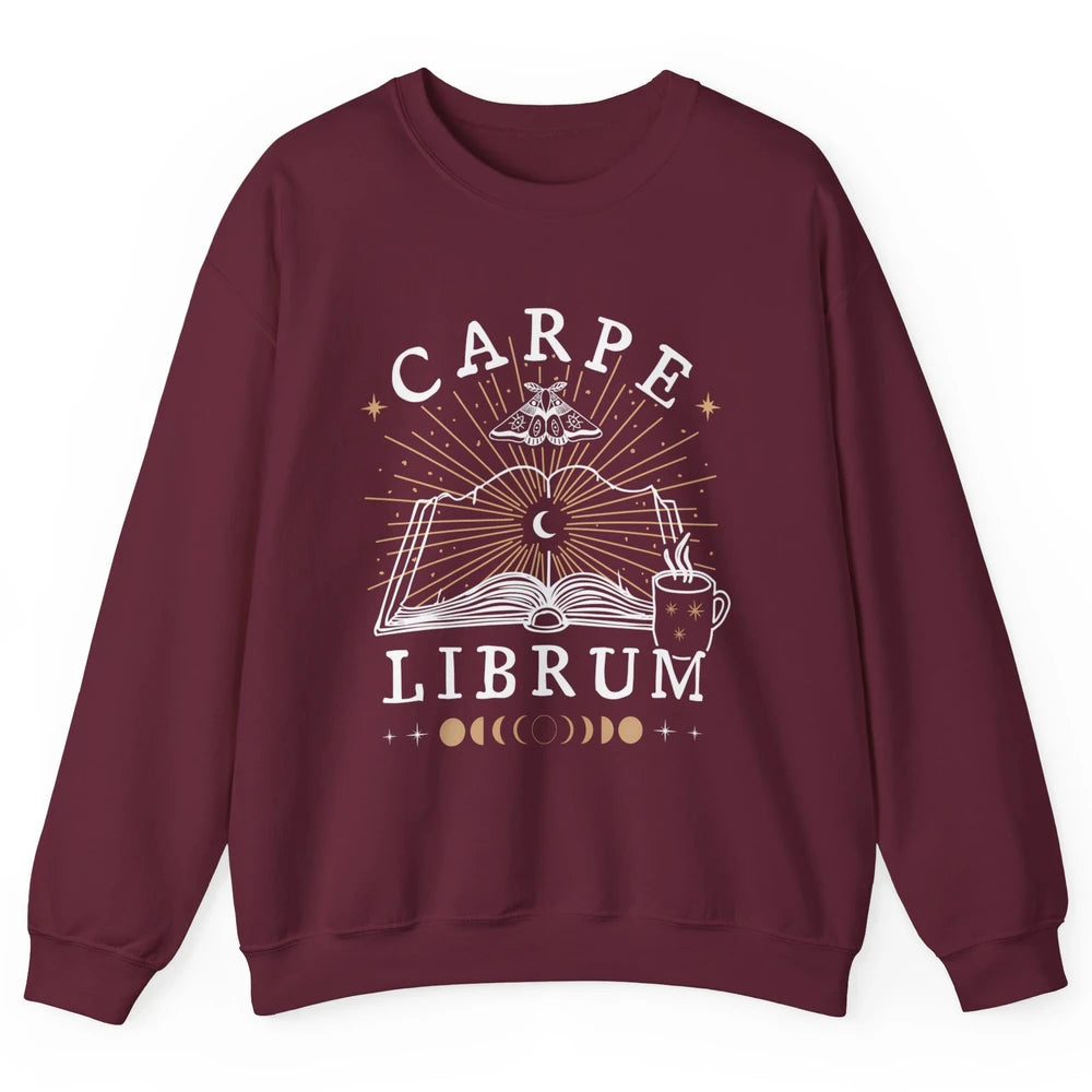 Carpe Librum Dark Academia Aesthetic Moth Book Witchy Gothic Unisex Crewneck Sweatshirt