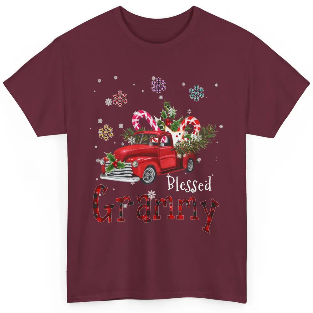 Merry Christmas Blessed Grammy Red Truck Xmas Grandma Retro Classic Unisex T-Shirt