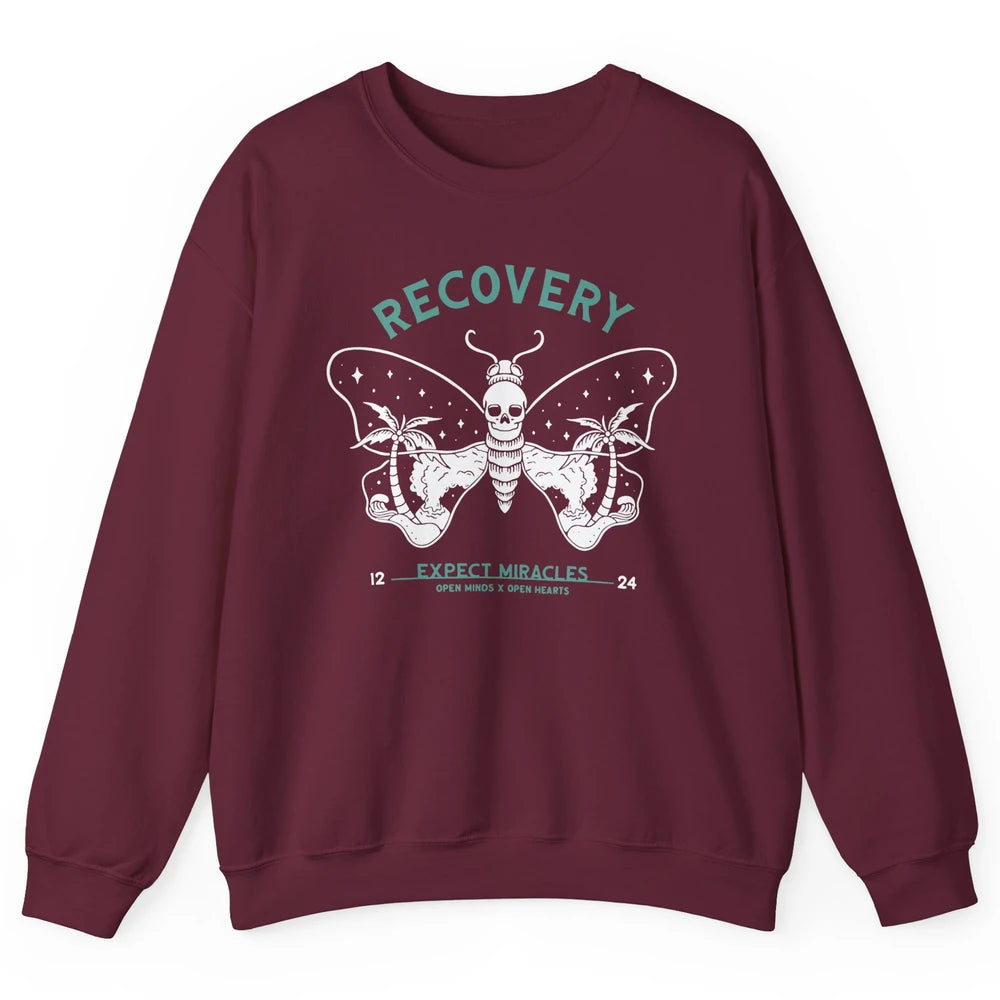 Butterfly Skull Skeleton Addiction Recovery Awareness Gothic Unisex Crewneck Sweatshirt