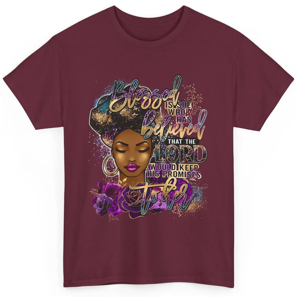 Afro Woman Blessed Is She Who Believed God African Christian Classic Unisex T-Shirt