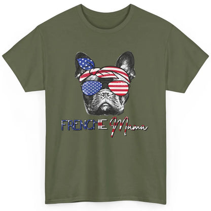 French Bulldog US Flag Glasses July 4th Patriot Frenchie Mom Classic Unisex T-Shirt