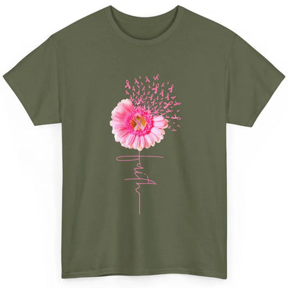 Faith Daisy Sunflower Pink Ribbon Breast Cancer Awareness Classic Unisex T-Shirt