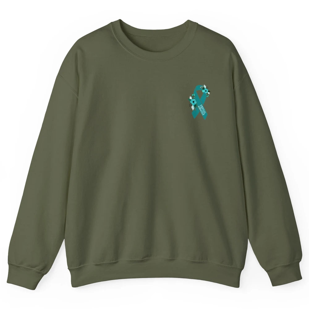 Sexual Assault Awareness Floral Teal Ribbon Awareness Gift Unisex Crewneck Sweatshirt