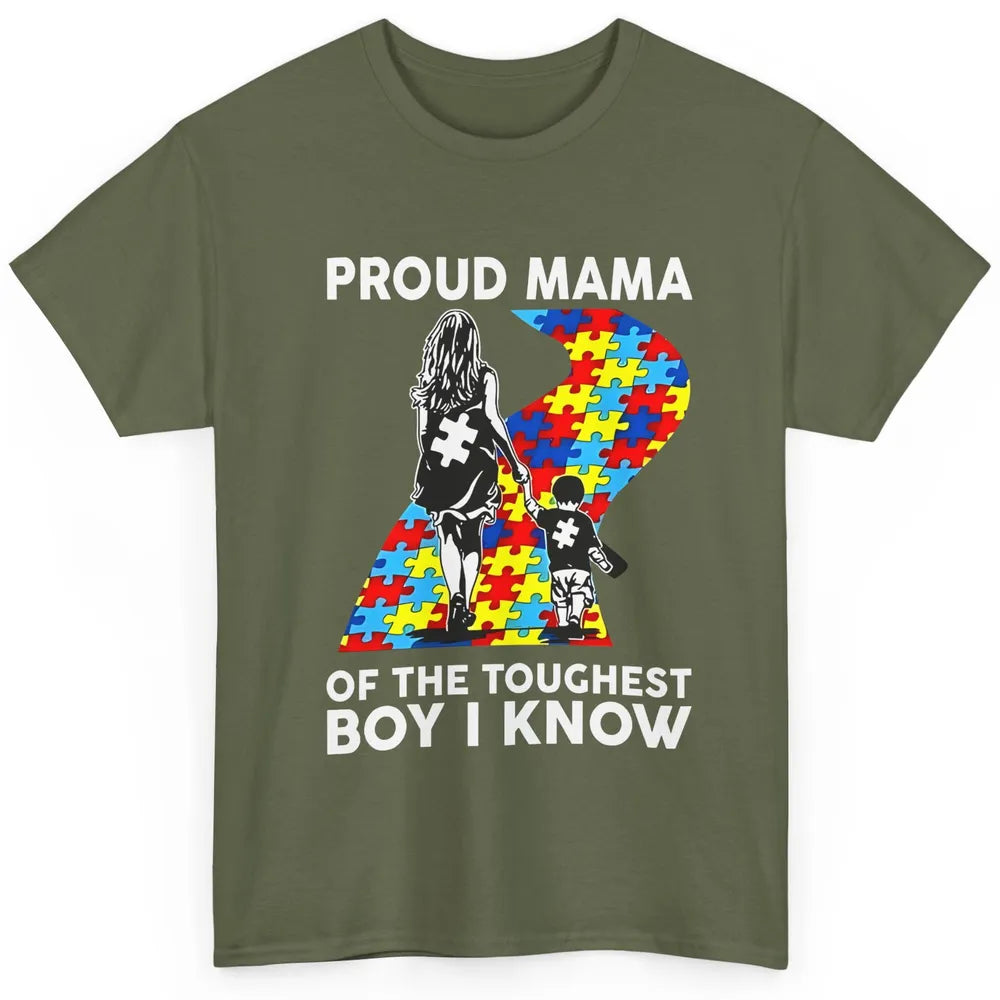 Autism Mom Proud Mama Of The Toughest Boy I Know Autism Classic Unisex T-Shirt