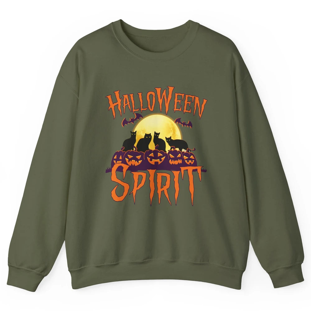 Black Cat Pumpkin Halloween Spirit Moon Night Cat Lover Gift Unisex Crewneck Sweatshirt