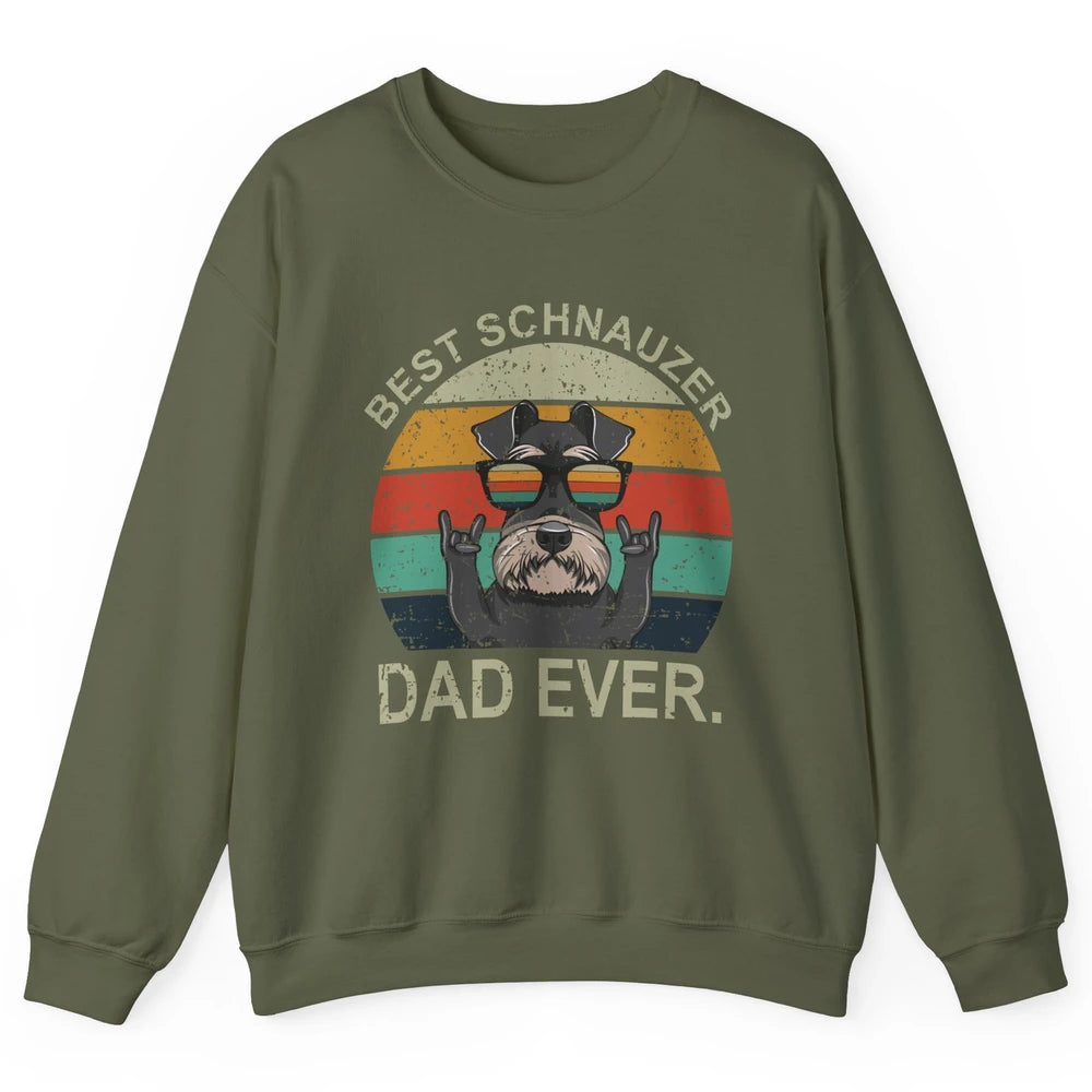 Vintage Sunset Best Schnauzer Dad Ever Father's Day Unisex Crewneck Sweatshirt