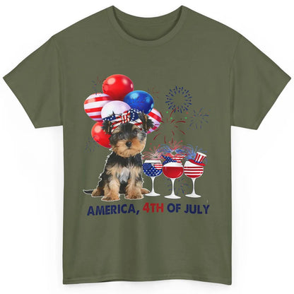 Yorkshire Terrier Wine 4th Of July Firework Celebrate Yorkie Classic Unisex T-Shirt