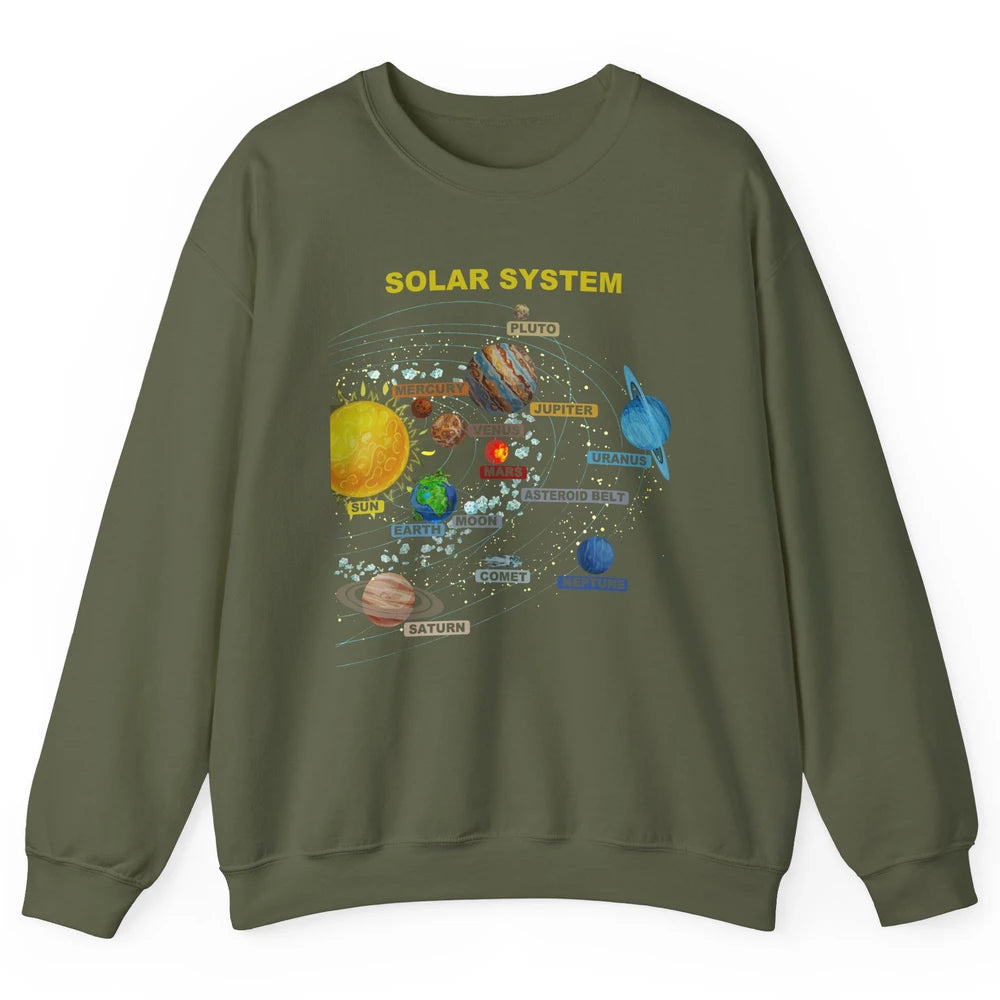 Solar System Graphic Planets Space Education Astronaut Gift Unisex Crewneck Sweatshirt