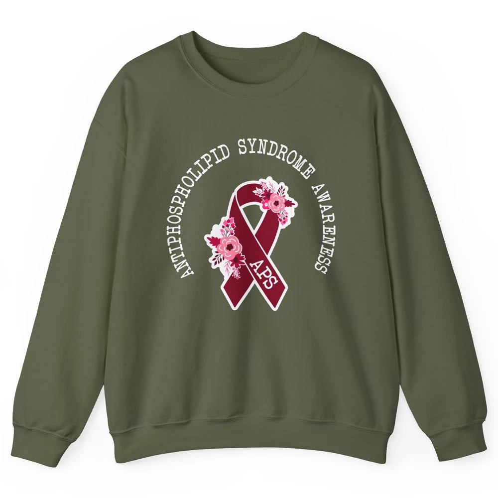 Antiphospholipid Syndrome Awareness APS Burgundy Ribbon Unisex Crewneck Sweatshirt