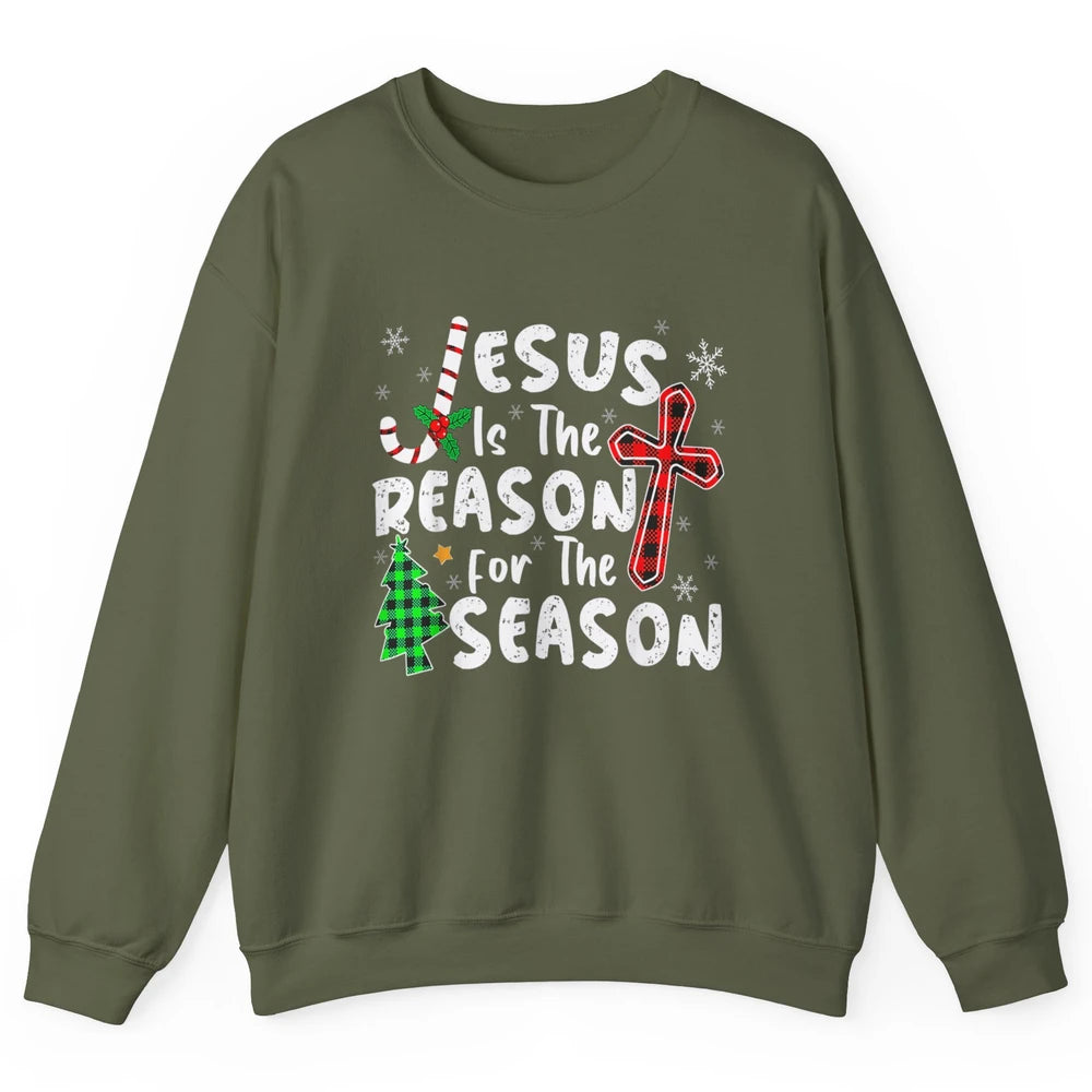 Merry Christmas Jesus The Reason For Season Xmas Cross Candy Unisex Crewneck Sweatshirt