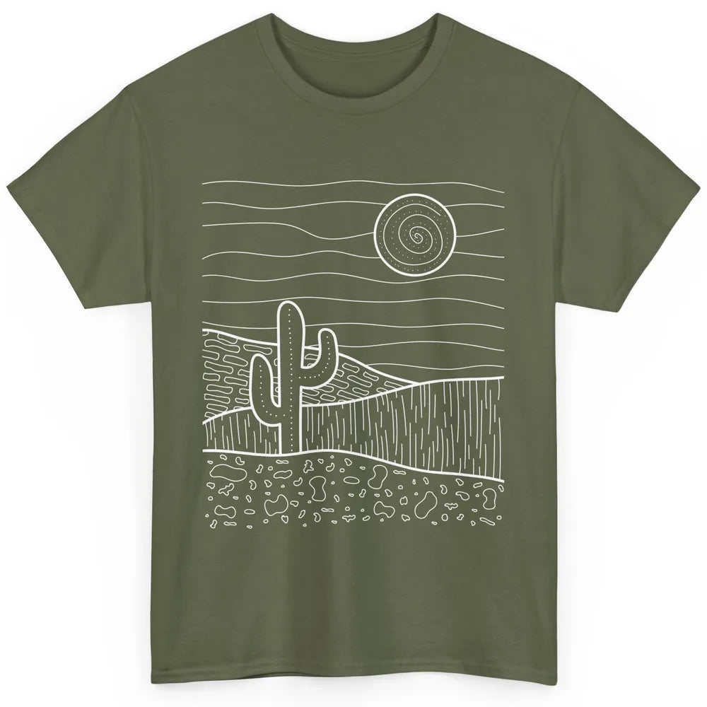 Abstract Desert Cactus Sunset Western Country Minimalist Classic Unisex T-Shirt