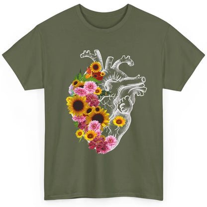 Floral Cardiology Anatomical Heart Doctor Medical Botany Classic Unisex T-Shirt