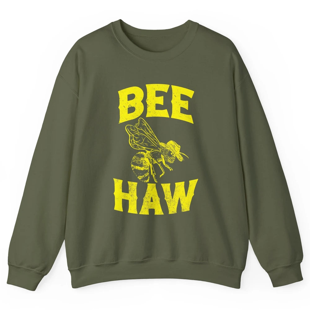 Western Country Bee Haw Retro Cowboy Hat Rodeo Howdy Vintage Unisex Crewneck Sweatshirt