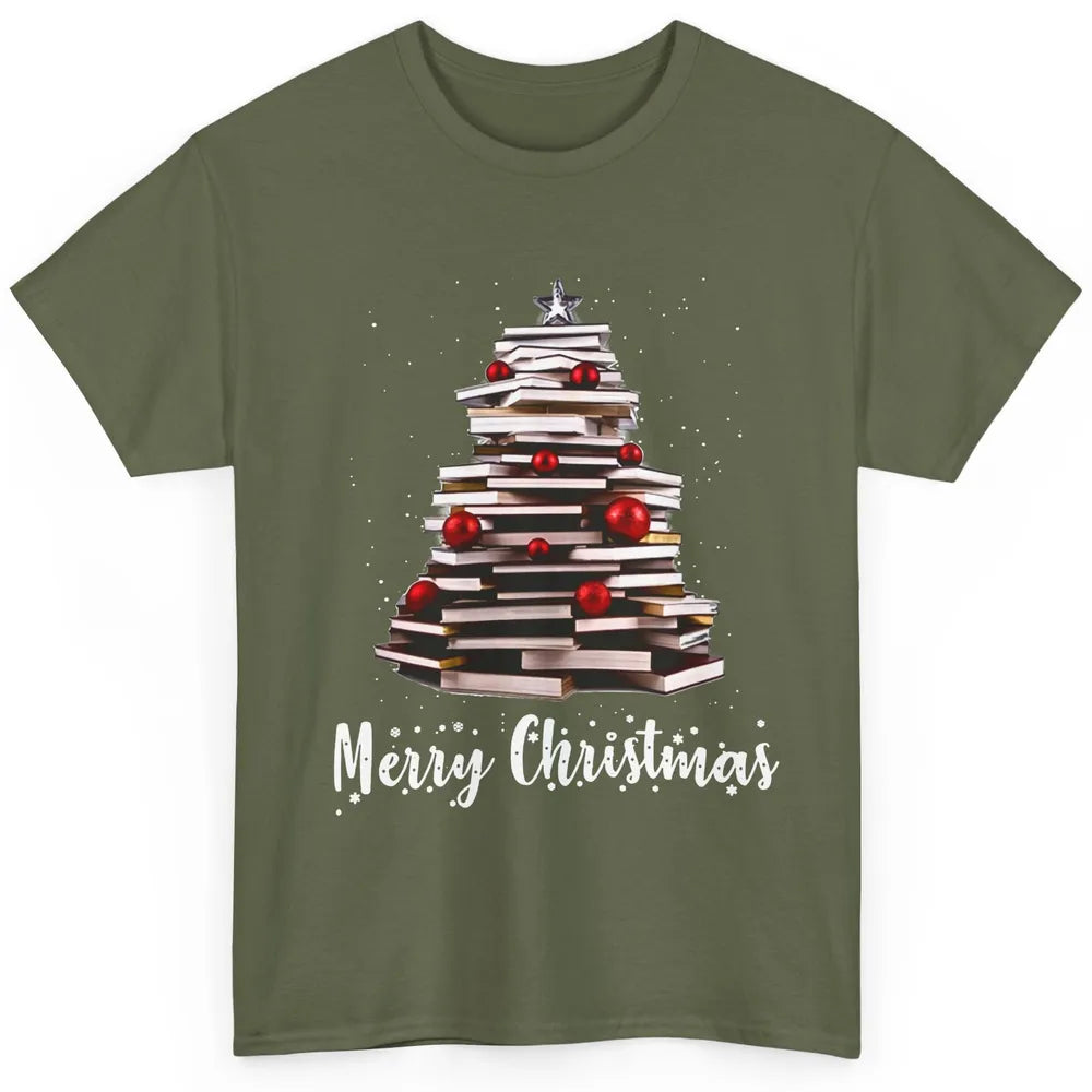 Funny Book Christmas Tree Book Reading Lovers Chritmas Gift Classic Unisex T-Shirt