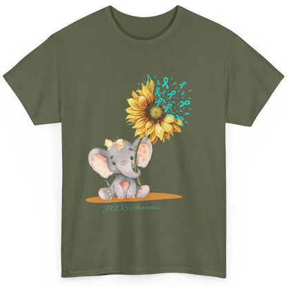 Sunflower Baby Elephant PCOS Awareness Teal Ribbon Elephant Classic Unisex T-Shirt