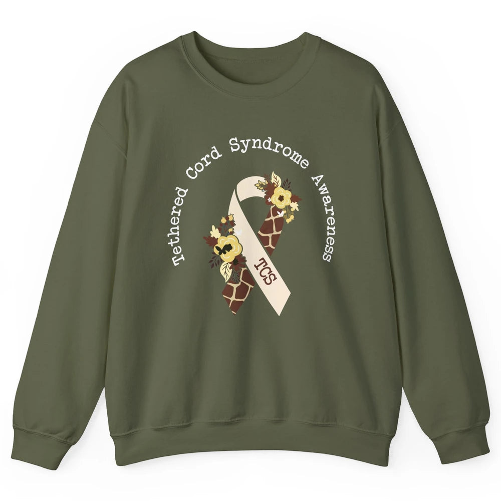 Tethered Cord Syndrome Awareness TCS Multiple Colored Ribbon Unisex Crewneck Sweatshirt