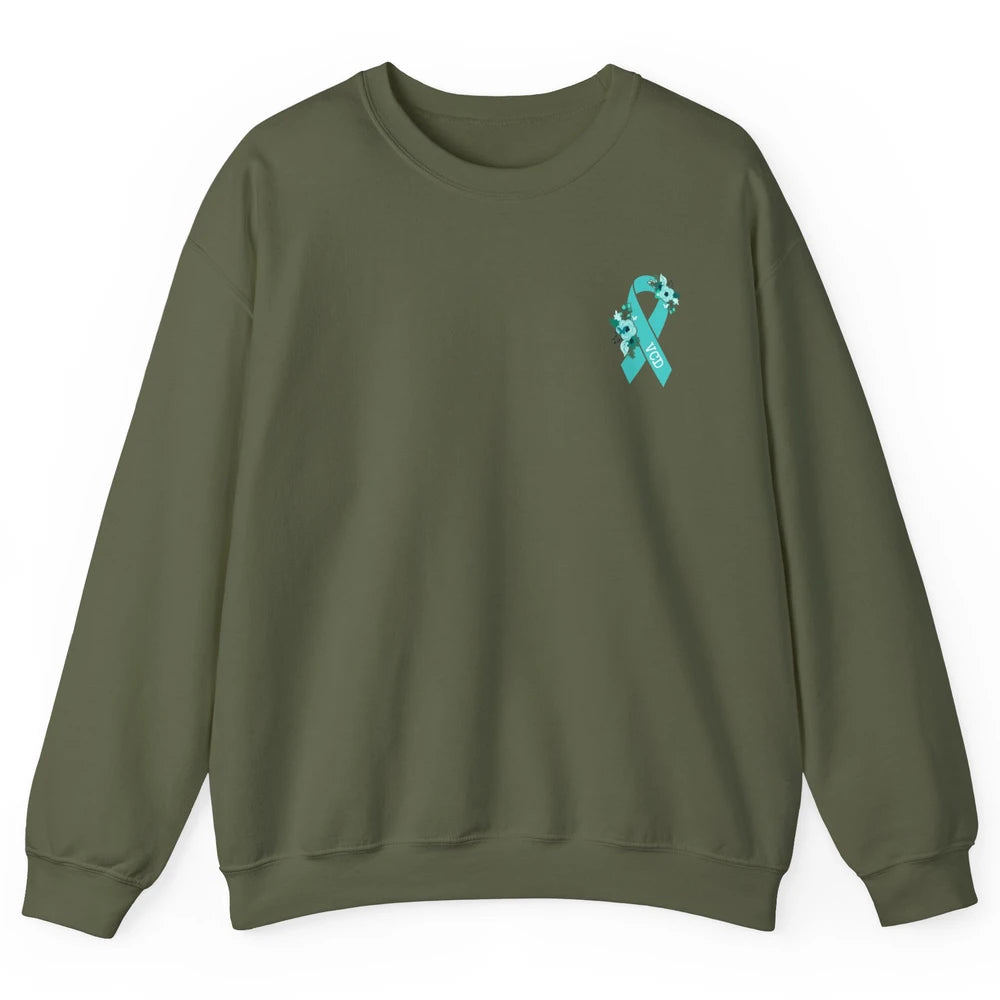 Vocal Cord Dysfunction Awareness Floral Teal Ribbon Rainbow Unisex Crewneck Sweatshirt