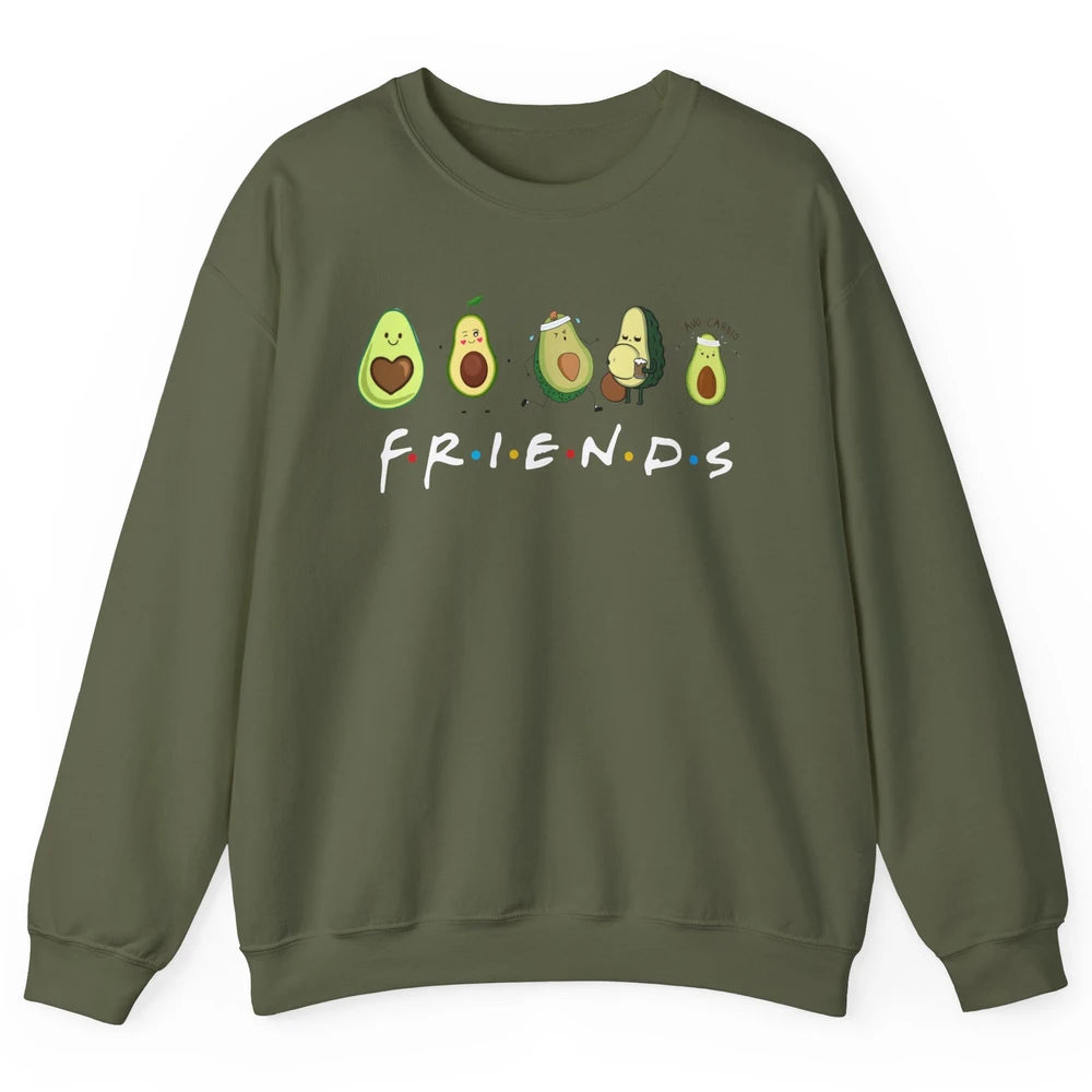 Avocado Friends Funny Avocado Running Drinking Avocado Lover Unisex Crewneck Sweatshirt