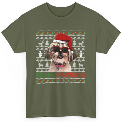 Funny Santa Shih Tzu Dog Feliz Navidog Christmas Tree Ugly Classic Unisex T-Shirt