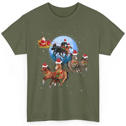 Merry Christmas Horse Drawn Sleigh Riding Santa Claus Xmas Classic Unisex T-Shirt