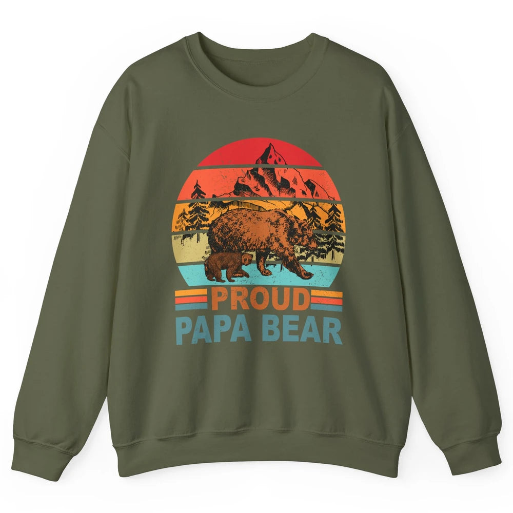 Vintage Mountain Proud Papa Bear Baby Bear Fathers Day Unisex Crewneck Sweatshirt