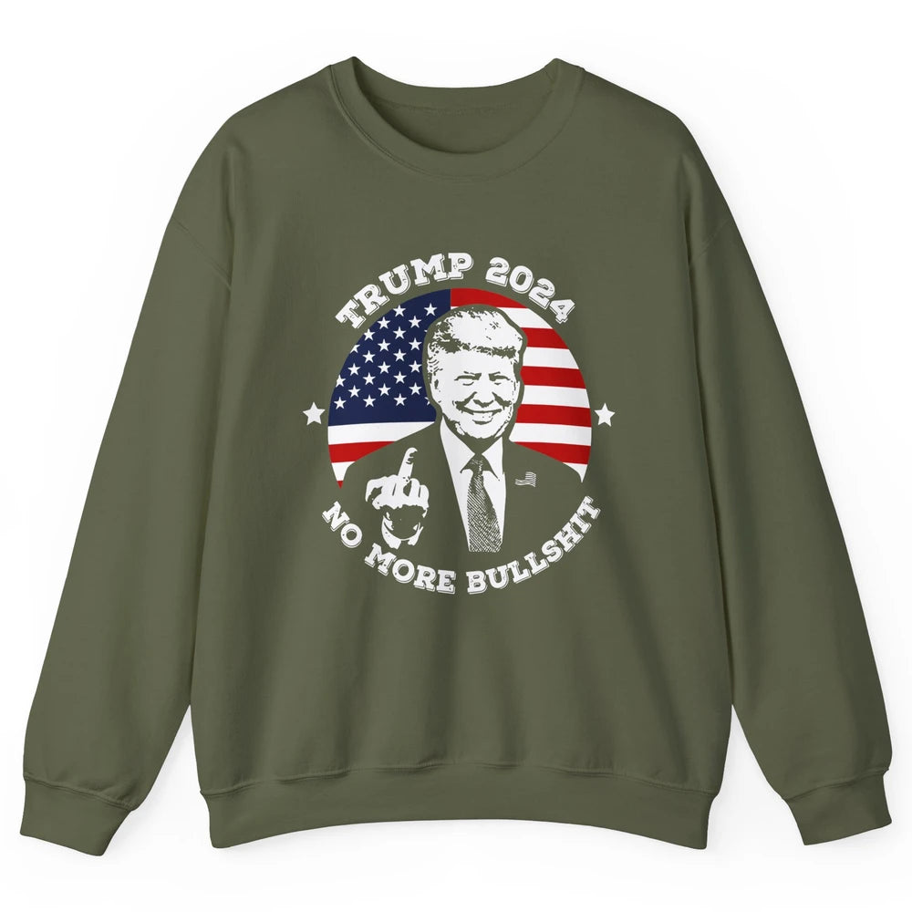 Retro US Flag Trump 2024 No More President Trump Return 2024 Unisex Crewneck Sweatshirt