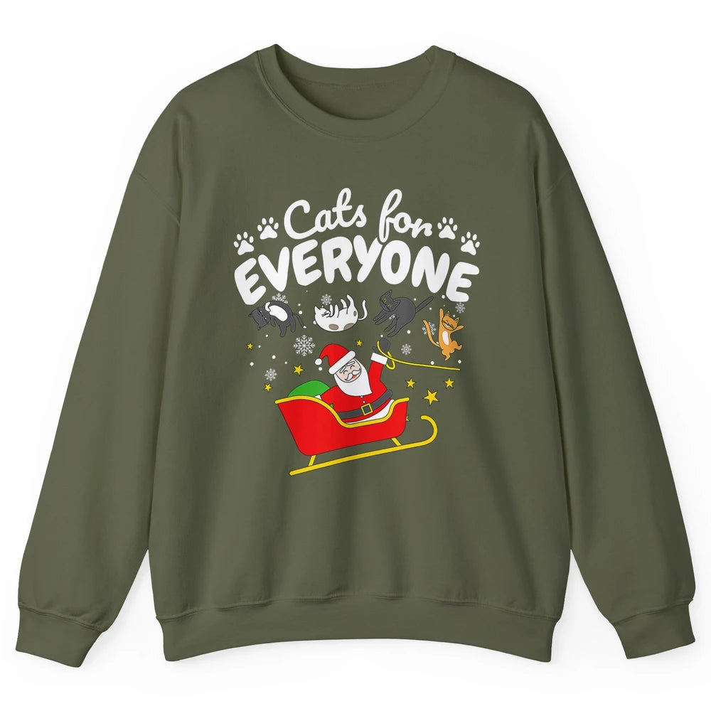 Merry Christmas Funny Cat For Everyone Santa Claus Reindeer Unisex Crewneck Sweatshirt