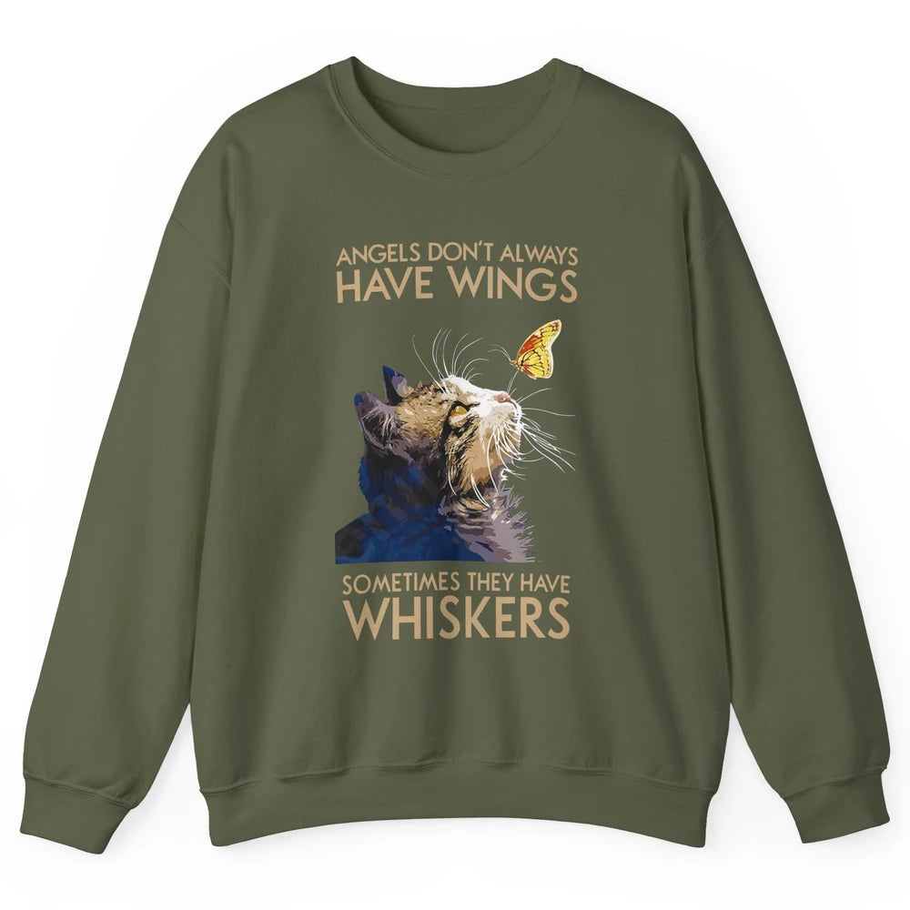 Angels Don't Always Have Wings Sometimes They Have Whiskers Unisex Crewneck Sweatshirt