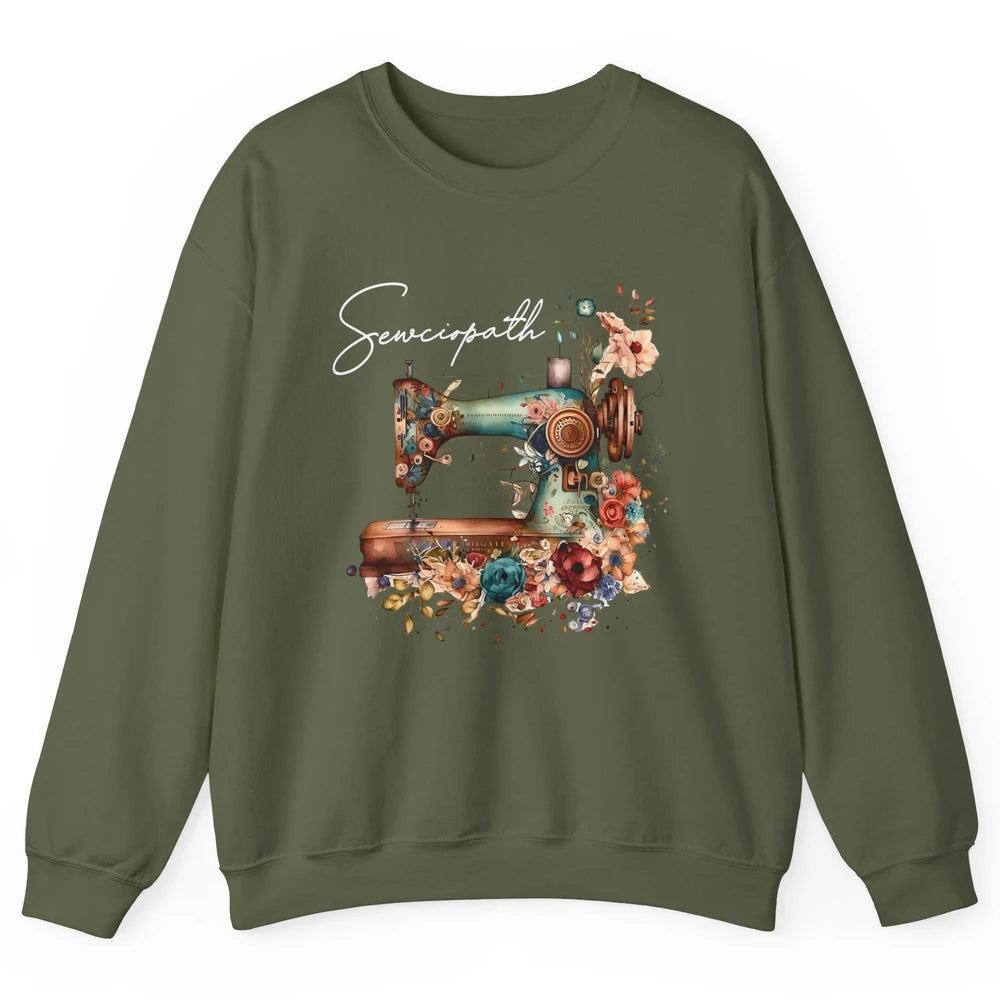 Vintage Sewing Machine Sewciopath Quilting Life Sewer Life Unisex Crewneck Sweatshirt