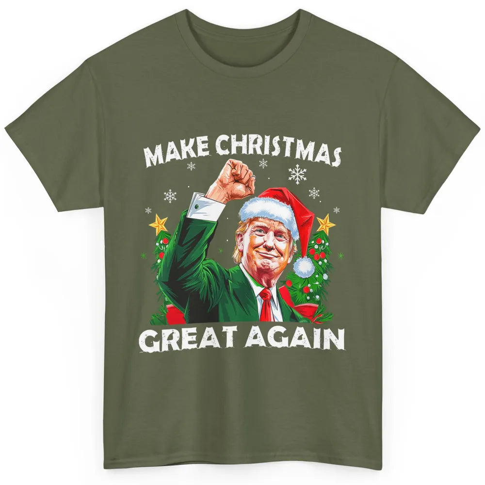 Make Christmas Great Again Funny Santa Trump Political Donald Trump Republican President Xmas Classic Unisex T-Shirt