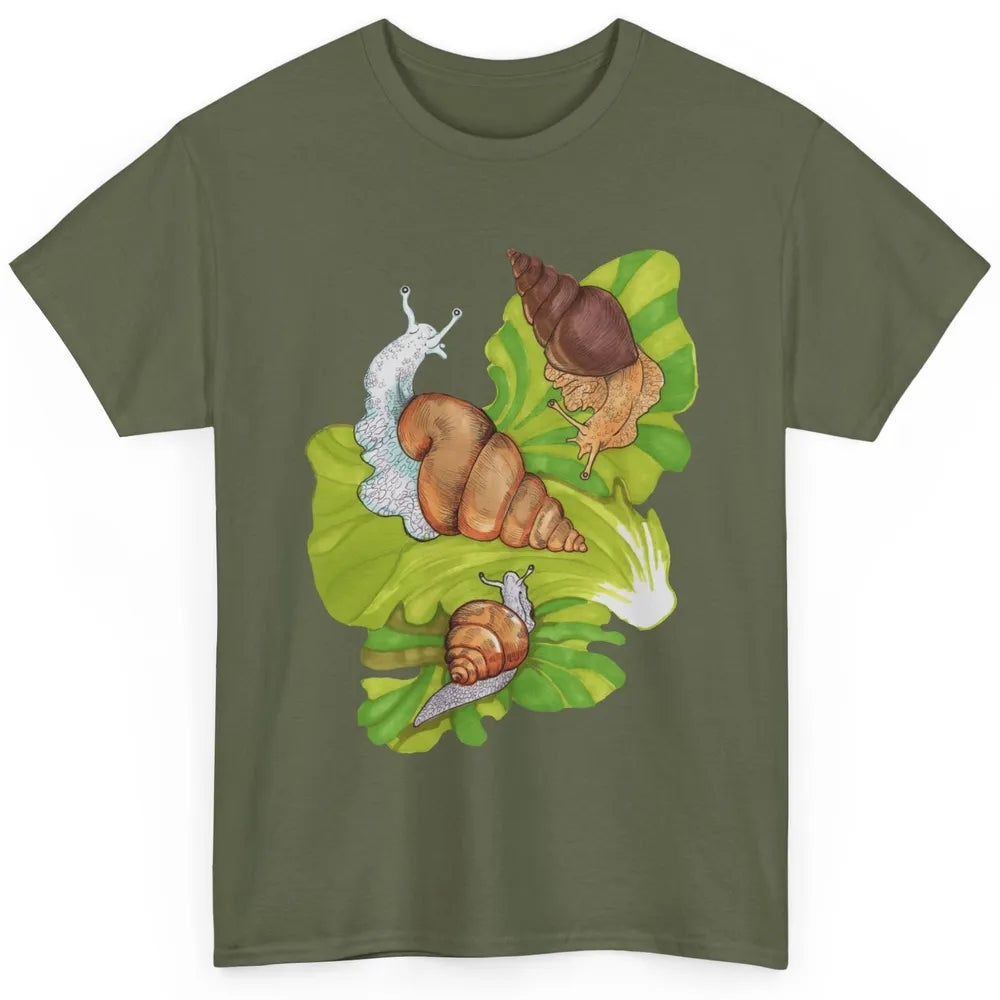 Cool Snail Shell Happy Snails On Leaf Life Watercolor Animal Classic Unisex T-Shirt