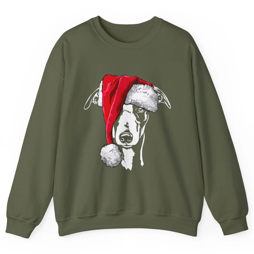 Merry Christmas Funny Whippet Santa Claus Hat Xmas Dog Retro Unisex Crewneck Sweatshirt