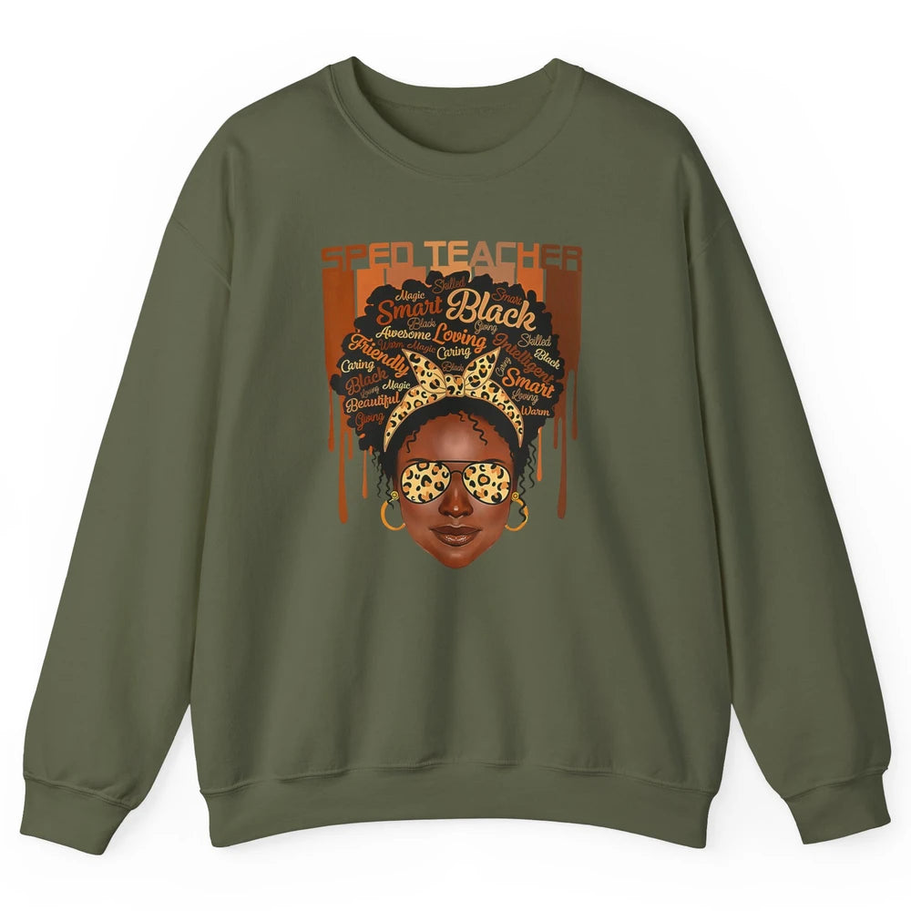 Black Woman Sped Teacher Afro Melanin Special Education SLP Unisex Crewneck Sweatshirt