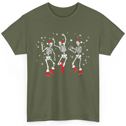 Funny Skeleton Christmas Dancing Snowflakes Santa Skeleton Classic Unisex T-Shirt