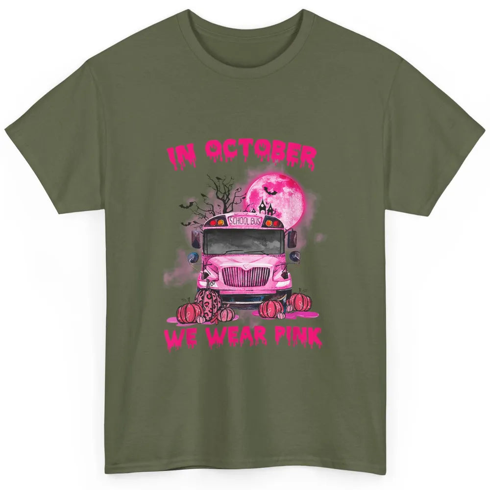 School Bus Driver Wear Pink Ribbon Breast Cancer Awareness Classic Unisex T-Shirt