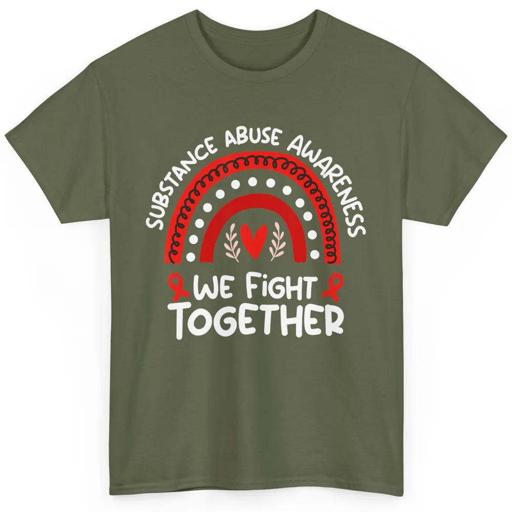 Fight Together Red Rainbow Leopard Substance Abuse Awareness Classic Unisex T-Shirt