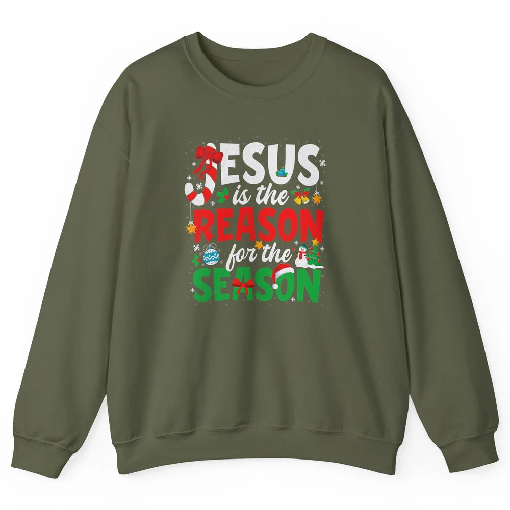 Merry Christmas Jesus The Reason For Season Xmas Candy Tree Unisex Crewneck Sweatshirt