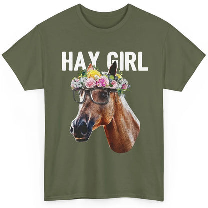 Cute Hay Girl Horse Floral Crown Rose Equestrian Farm Animal Classic Unisex T-Shirt