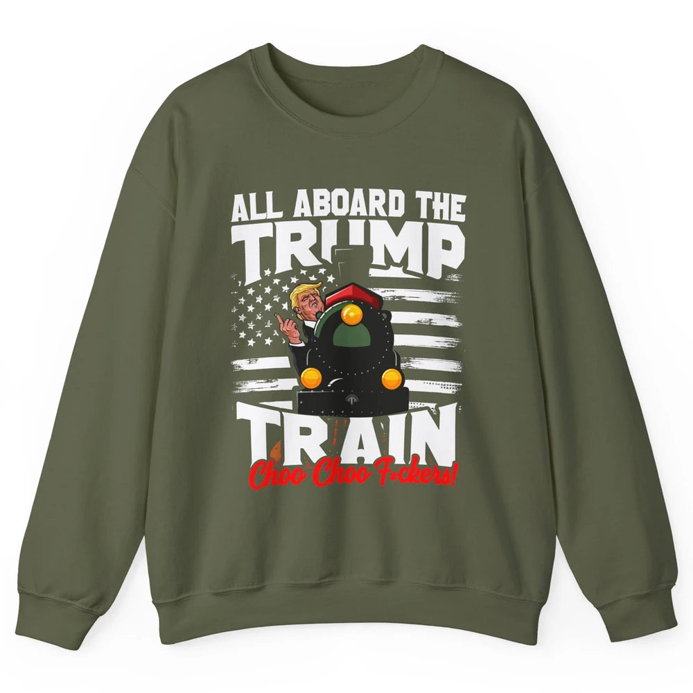 US Flag Trump Return All Abroad The Trump Train Anti Liberal Unisex Crewneck Sweatshirt