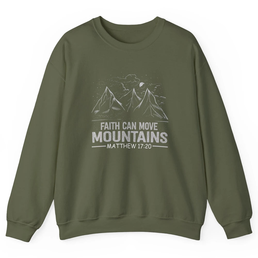 Vintage Faith Move Mountains Bible Verse Jesus Christian God Unisex Crewneck Sweatshirt