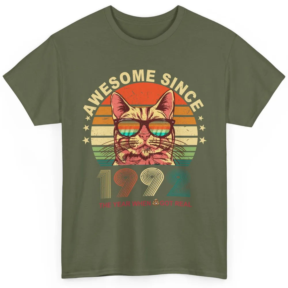 Vintage Cat Glasses Awesome Since 1992 30th Birthday Gift Classic Unisex T-Shirt