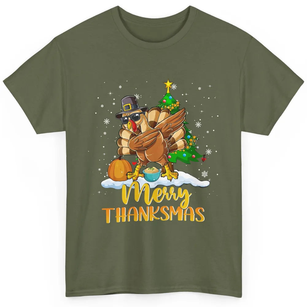 Funny Turkey Merry Thanksmas Christmas Thanksgiving Gift Classic Unisex T-Shirt