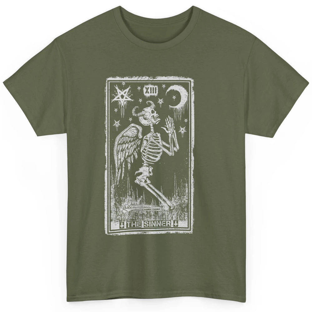 Retro Skeleton Kneeling The Sinner Tarot Card Wiccan Pagan Classic Unisex T-Shirt