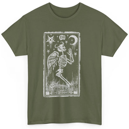 Retro Skeleton Kneeling The Sinner Tarot Card Wiccan Pagan Classic Unisex T-Shirt