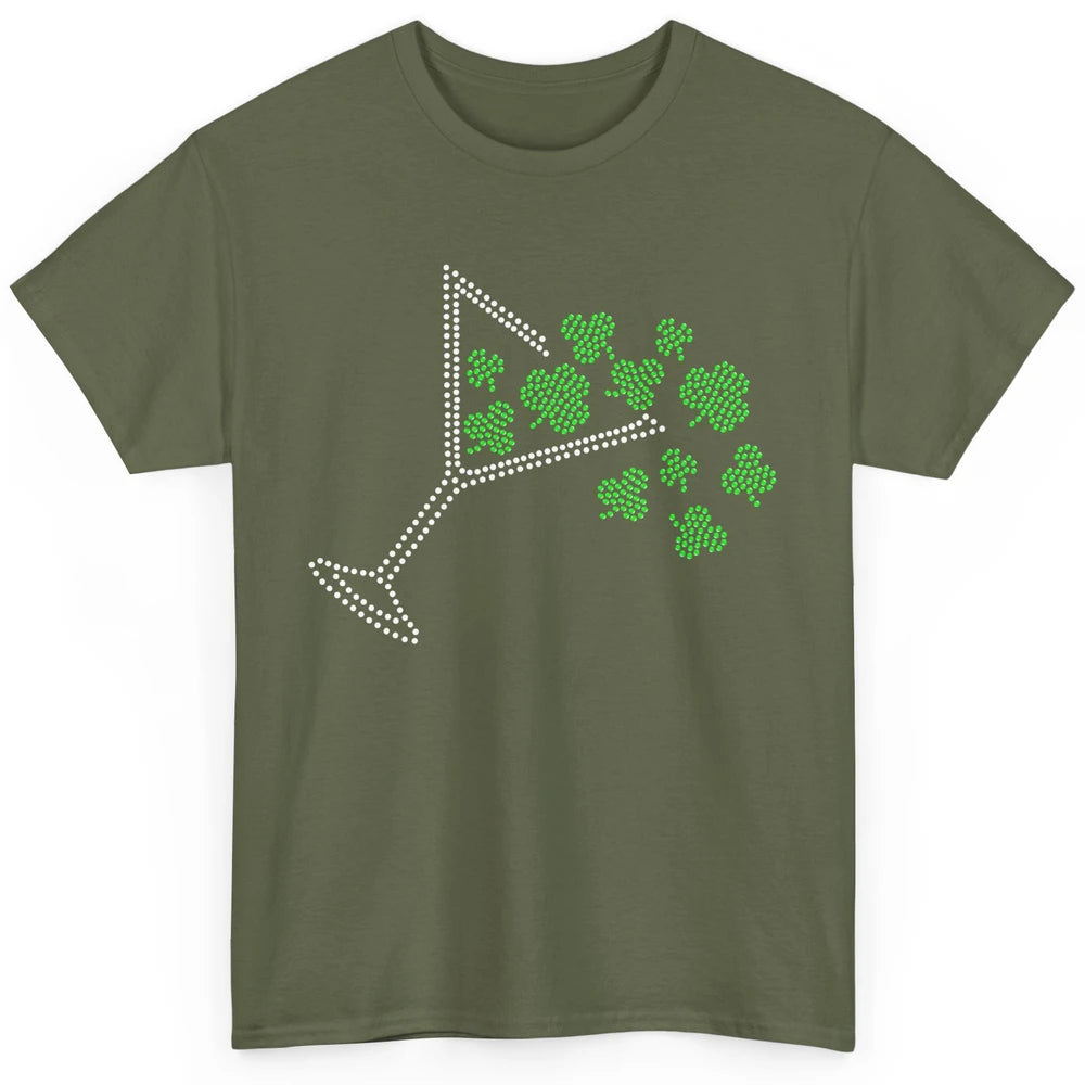 St Patrick's Day Martini Clover Bling Rhinestone Paddy's Day Classic Unisex T-Shirt