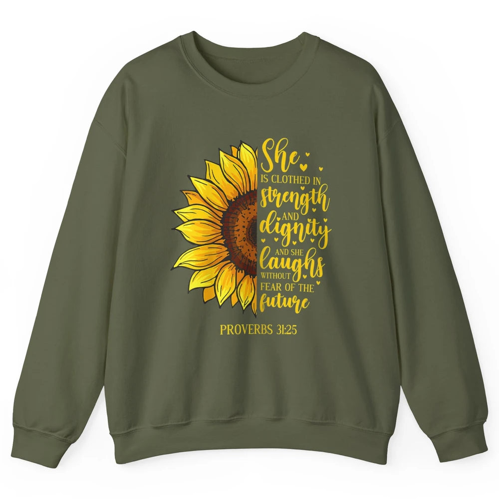 Sunflower Jesus Faith Christian God Bible Verse Religious Unisex Crewneck Sweatshirt