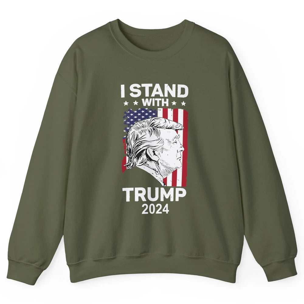 Retro US Flag I Stand With Trump President Trump Return 2024 Unisex Crewneck Sweatshirt